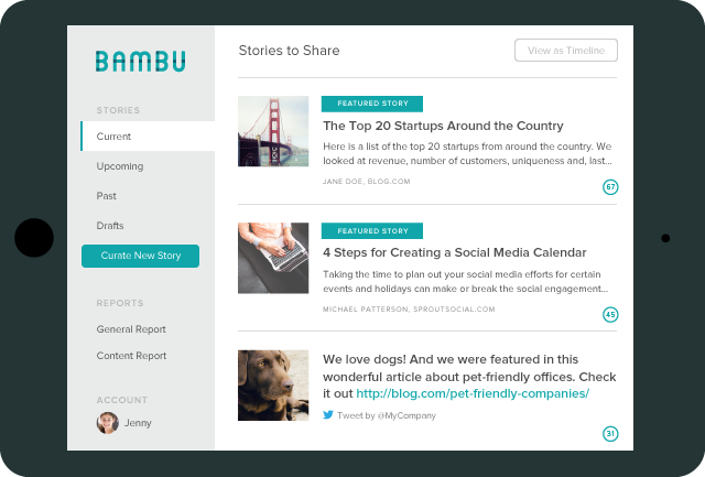 Bambu Employee Advocacy Current Stories View