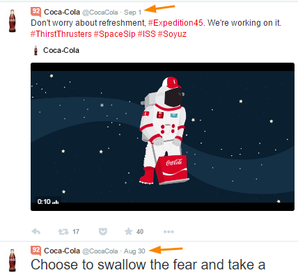 Coca Cola Tweet times