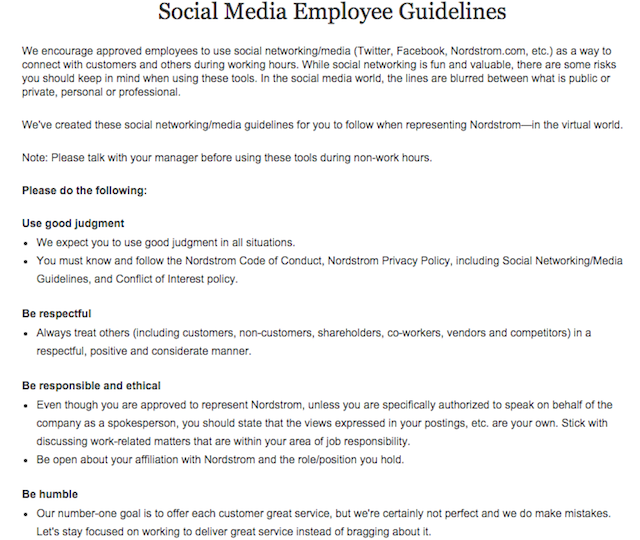 Nordstrom Social Media Guidelines