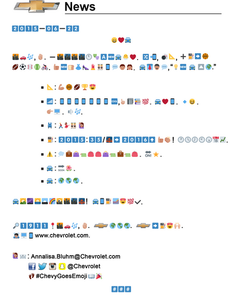 Chevy Emoji Press Release