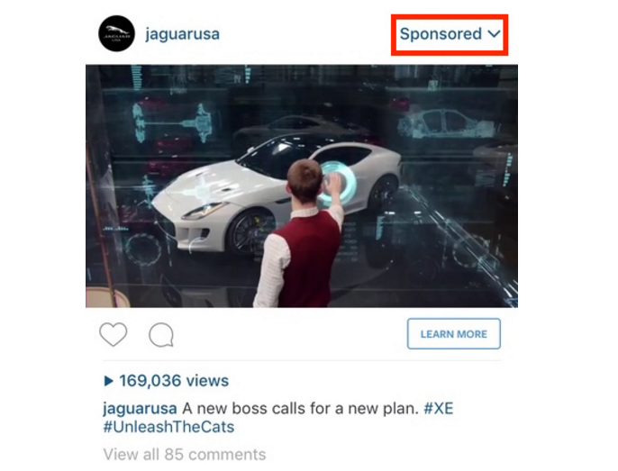 jaguar sponsored ad example