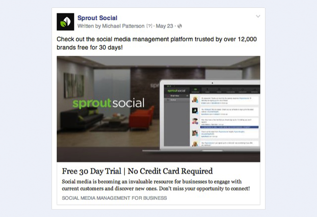 facebook website clicks ad example