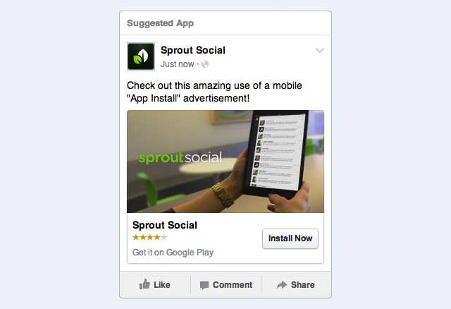 facebook app install ad screenshot