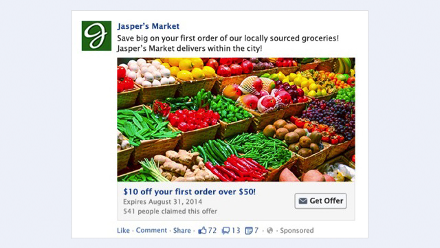 facebook offer claim ad example